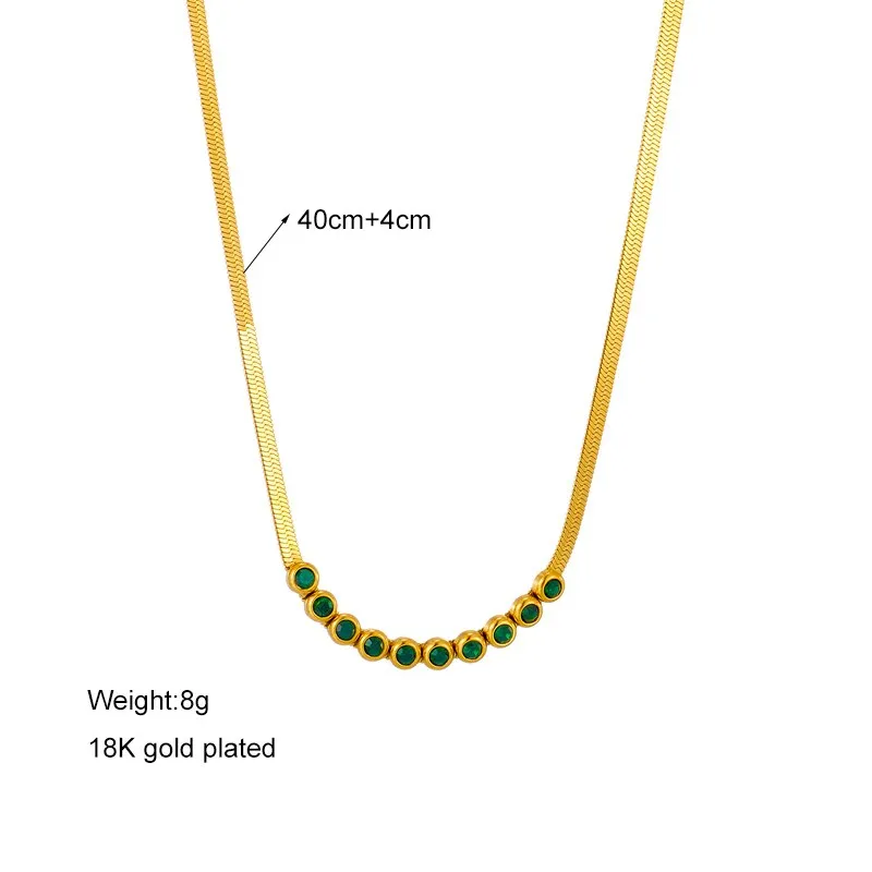 316L Stainless Steel Gold Color Zircon Necklace For Women