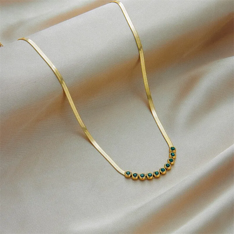 316L Stainless Steel Gold Color Zircon Necklace For Women