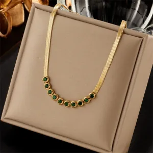 316L Stainless Steel Gold Color Zircon Necklace For Women