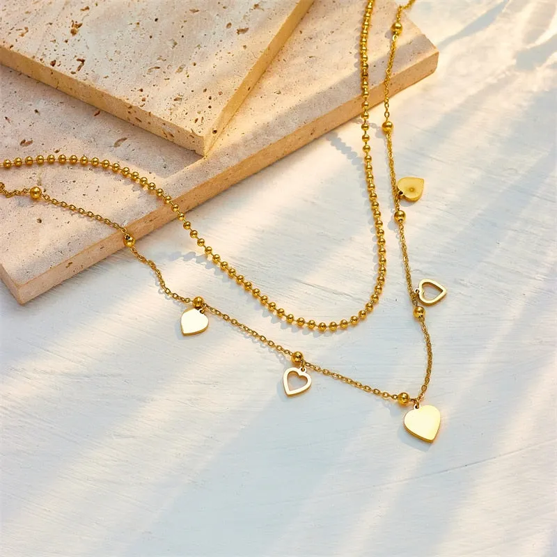 316L Stainless Steel Heart Rhinestones Pendant Necklace For Women