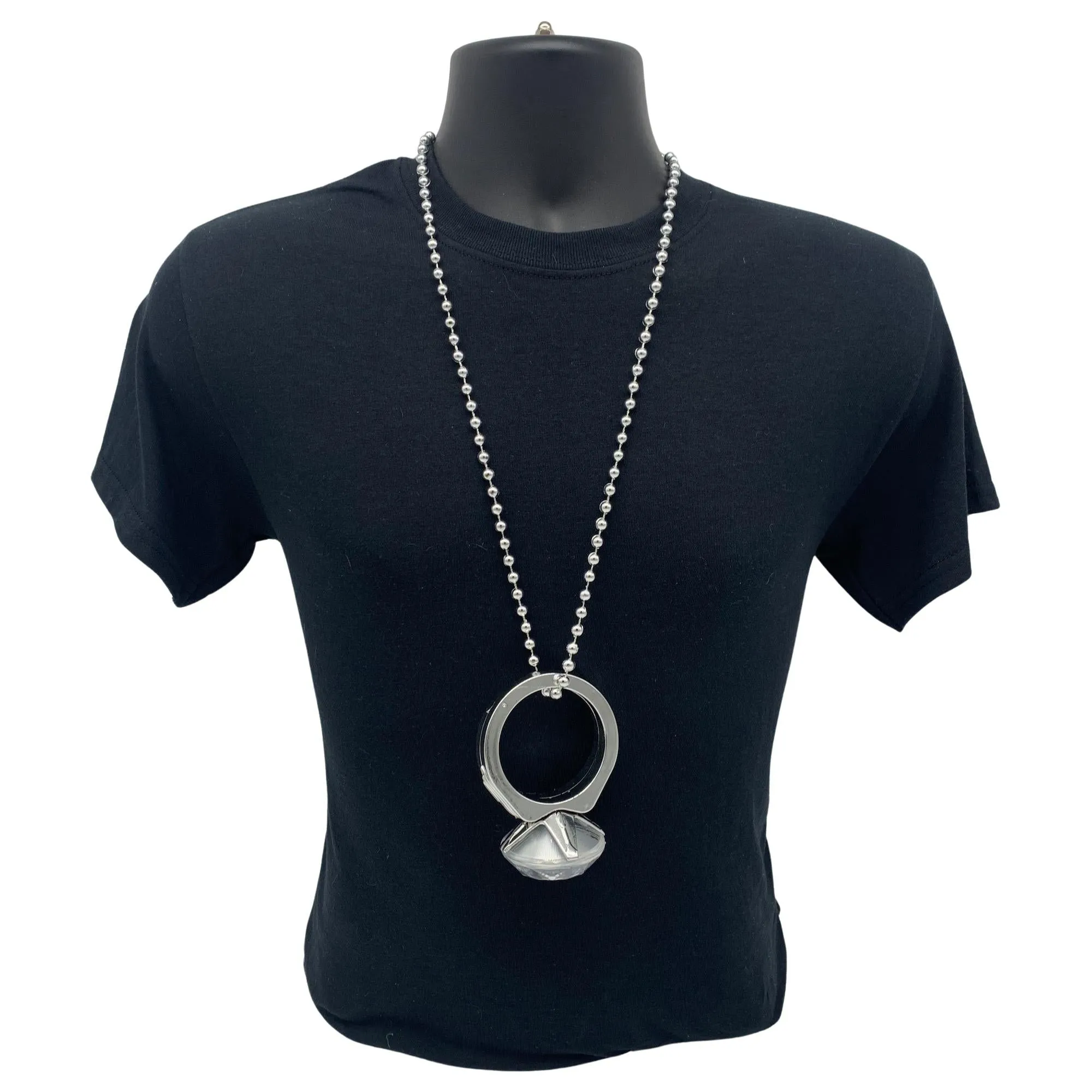 33" 7mm Silver Jumbo Diamond Ring Necklace (Each)