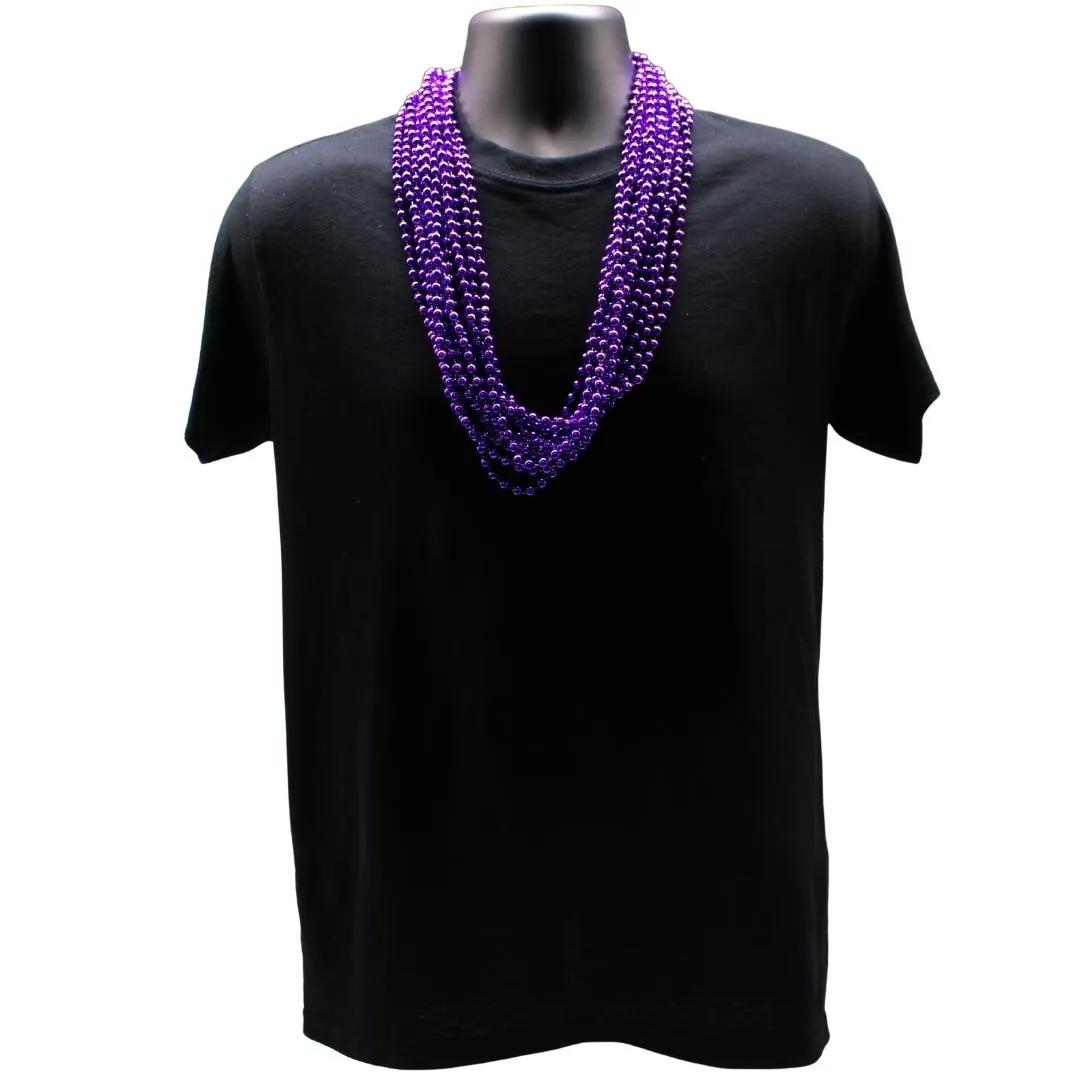 33" Round Metallic Purple Mardi Gras Beads (Case - 60 Dozen)