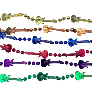 36" Guitar Bead Necklace - 6 Assorted Colors (Each)