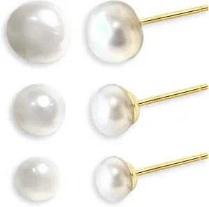 3Pairs Clover Stud Earrings for Women, 14K Gold Plated Lucky Clover Flower Earrings Studs Stackable Earring Set Jewelry