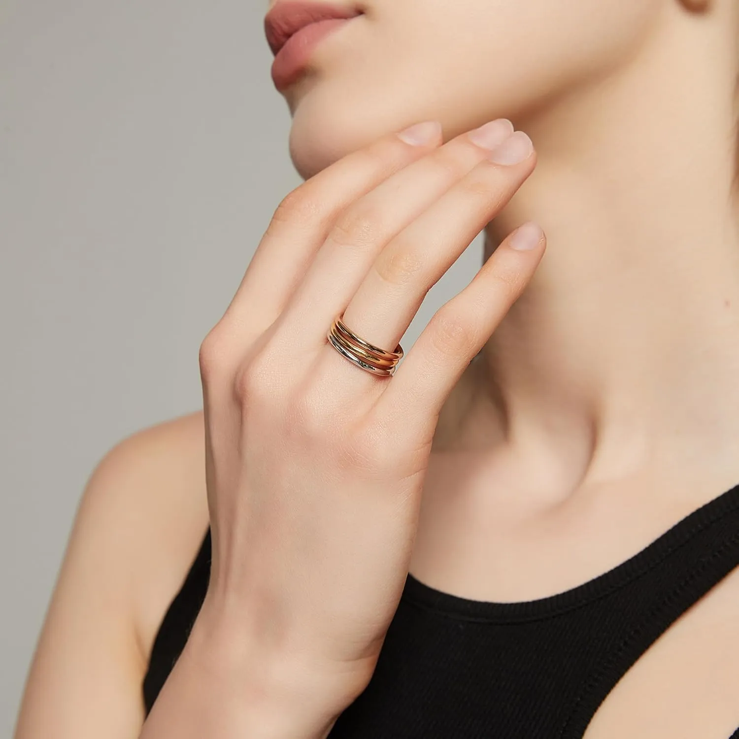 3PCS Gold Stackable Rings Set for Women, Minimalist Thin Band Non Tarnish Stacking Knuckle Ring Set, Eternity Knuckle Ring Set Size 7-9