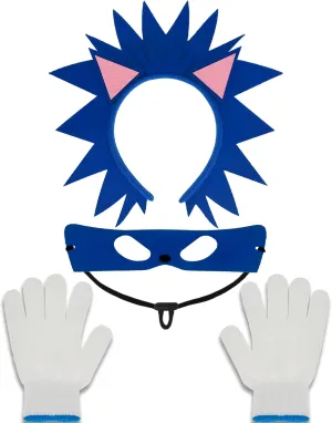 3PCS Hedgehog Costume Headband Ears with Eye Mask Gloves, Hedgehog Stuff Gifts Merch Cosplay Accessories for Birthday Party Supplies Favors Decorations