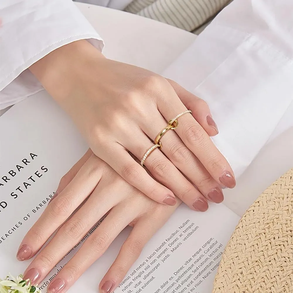 3pcs Stainless Steel Stacking Engagement Rings for Women Micro Paved 5A CZ Cubic Zirconia Ring Set Stackable Full Finger Jewelry