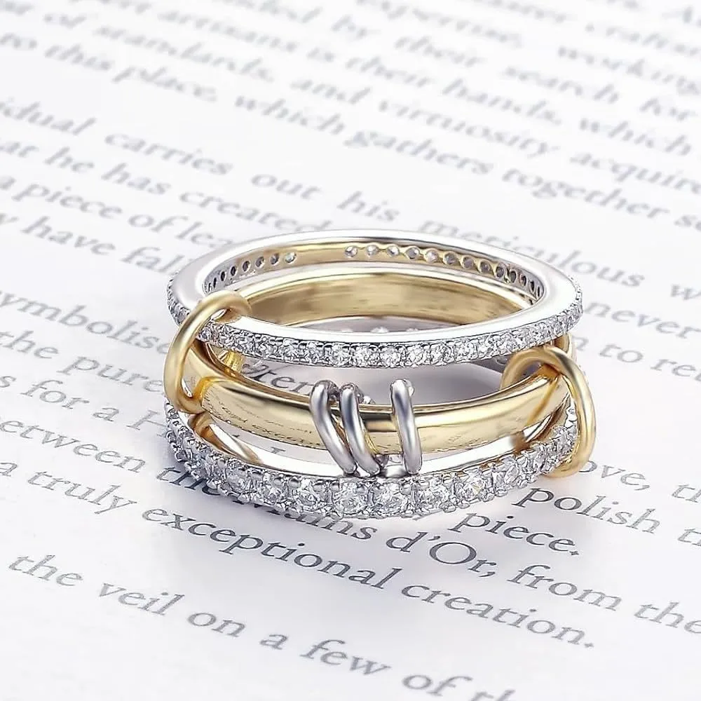 3pcs Stainless Steel Stacking Engagement Rings for Women Micro Paved 5A CZ Cubic Zirconia Ring Set Stackable Full Finger Jewelry