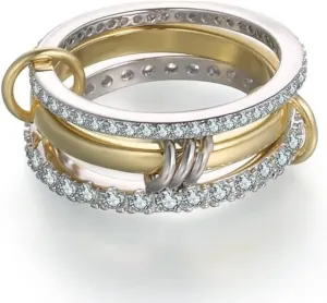 3pcs Stainless Steel Stacking Engagement Rings for Women Micro Paved 5A CZ Cubic Zirconia Ring Set Stackable Full Finger Jewelry