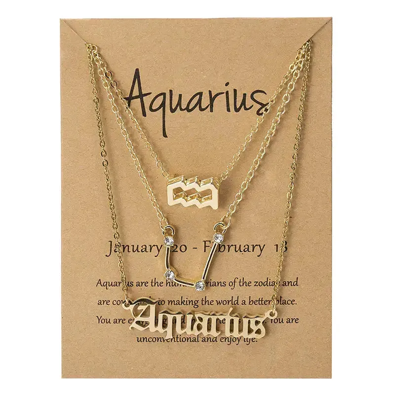 3pcs/set Zodiac Sign Necklace