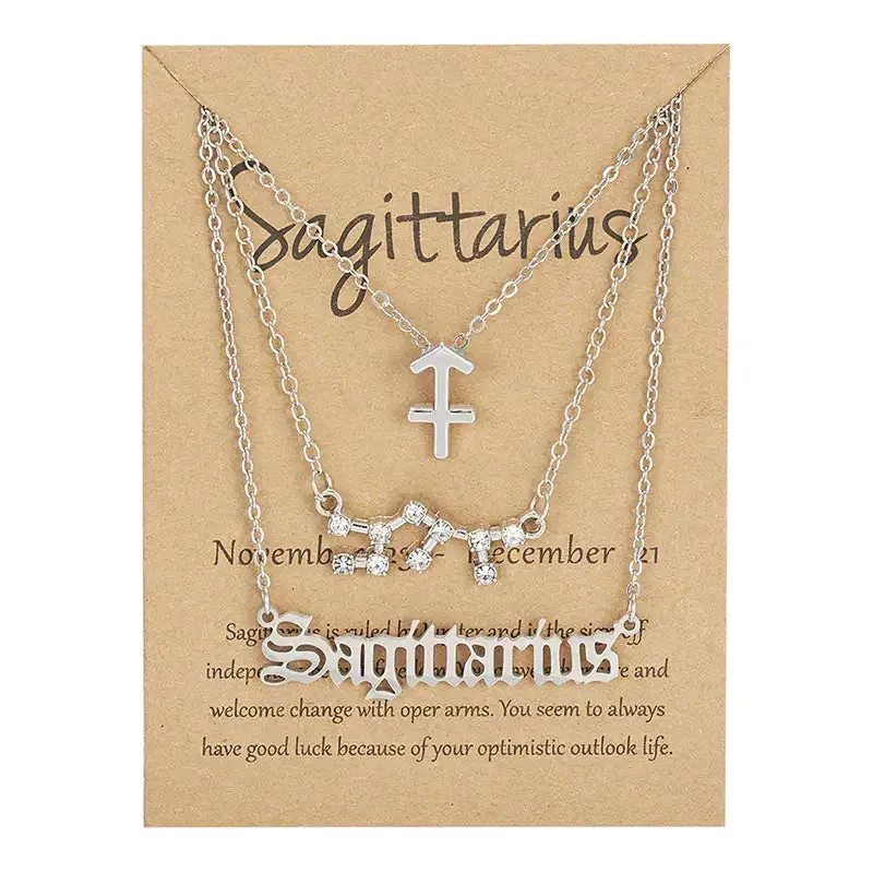 3pcs/set Zodiac Sign Necklace