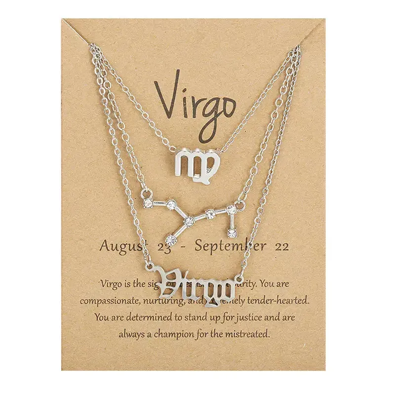 3pcs/set Zodiac Sign Necklace
