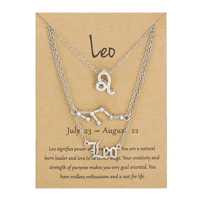 3pcs/set Zodiac Sign Necklace