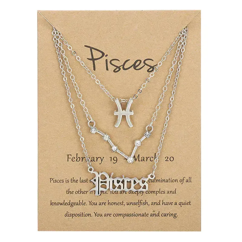 3pcs/set Zodiac Sign Necklace