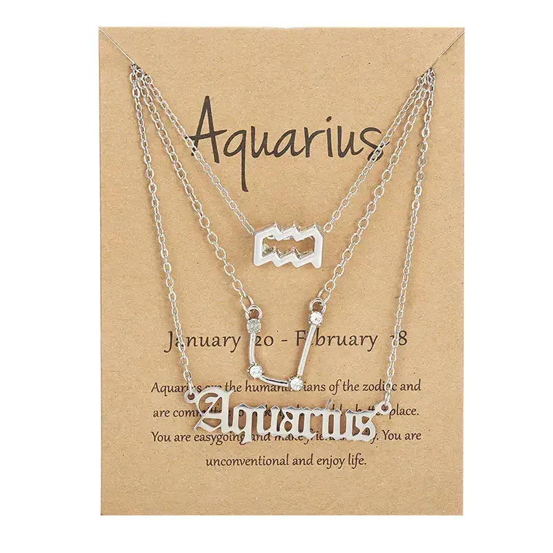 3pcs/set Zodiac Sign Necklace