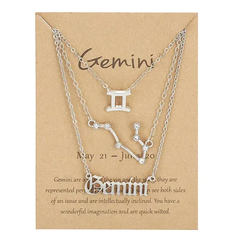 3pcs/set Zodiac Sign Necklace