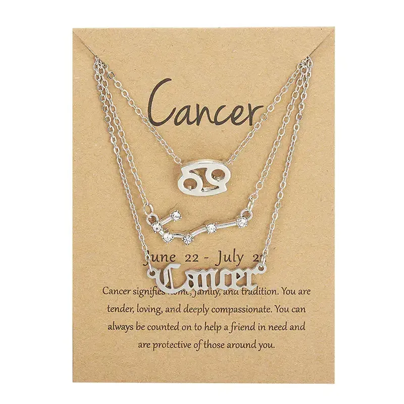 3pcs/set Zodiac Sign Necklace