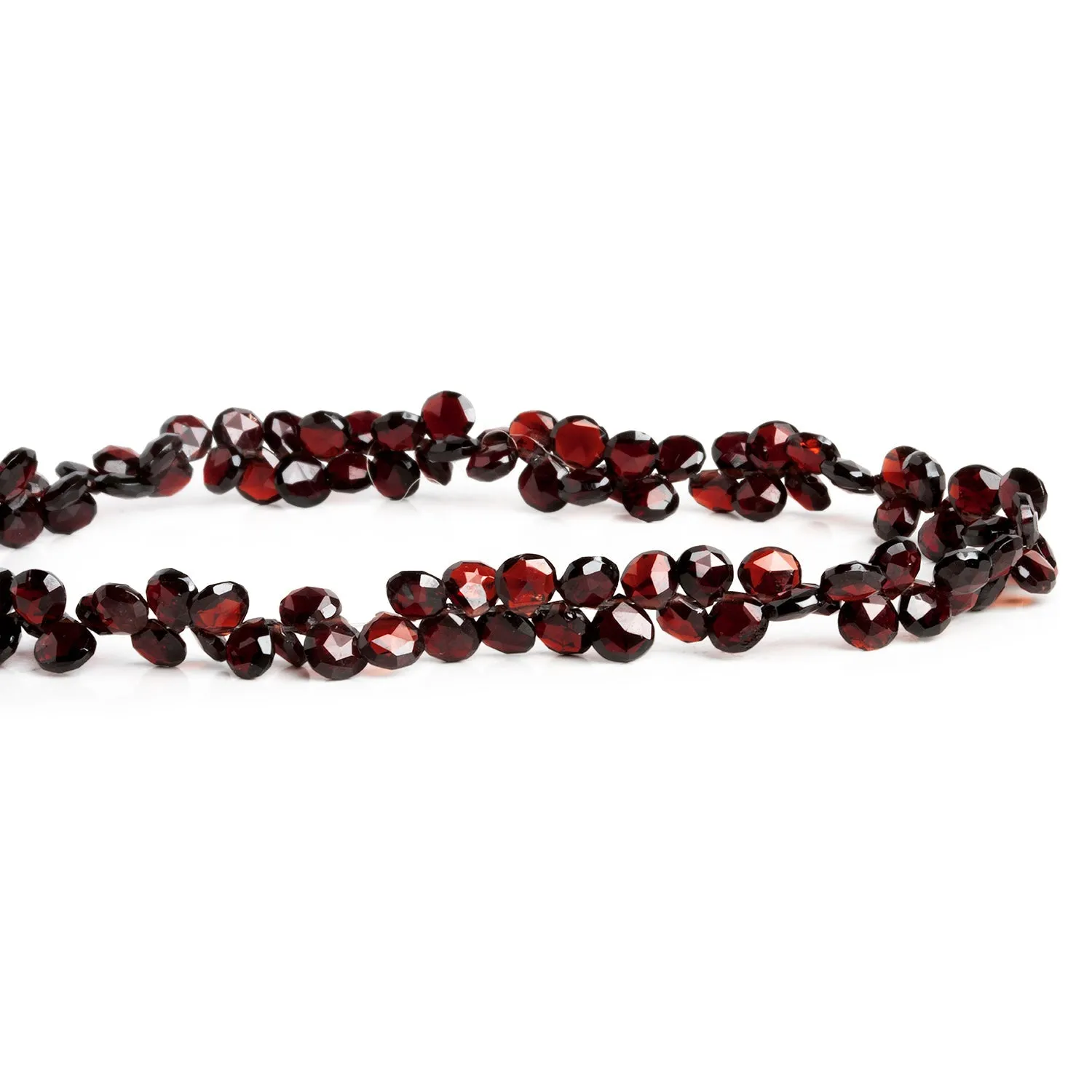 4-6mm Garnet Faceted Hearts 7.5 inch 50 beads