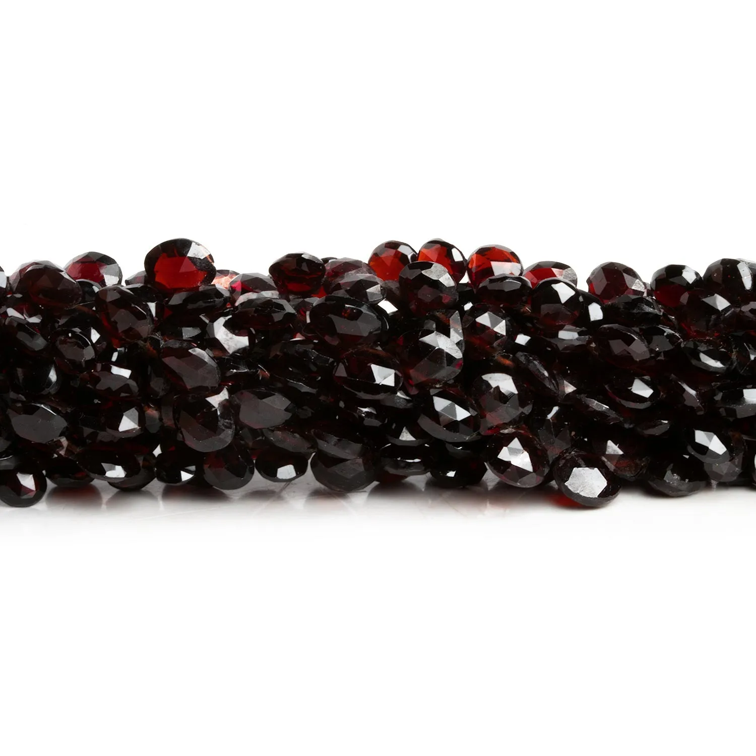 4-6mm Garnet Faceted Hearts 7.5 inch 50 beads