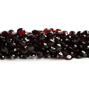 4-6mm Garnet Faceted Hearts 7.5 inch 50 beads