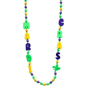 40" Purple, Green and Yellow Mardi Gras and Fleur de Lis Necklace (Each)