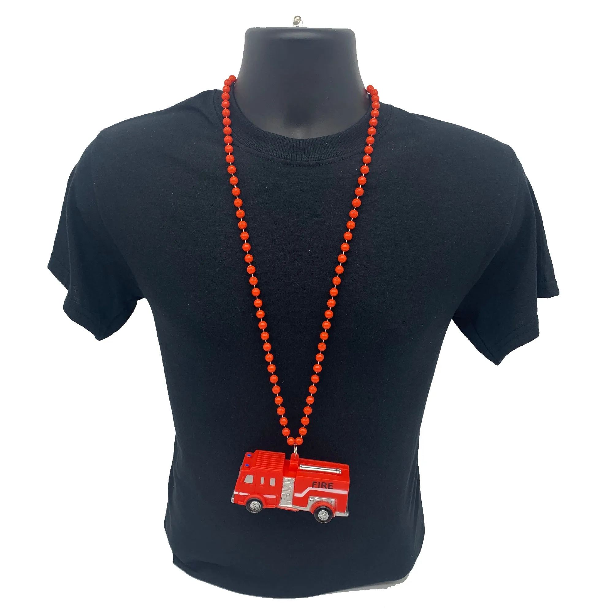 40" Rubber Firetruck Medallion Necklace (Each)