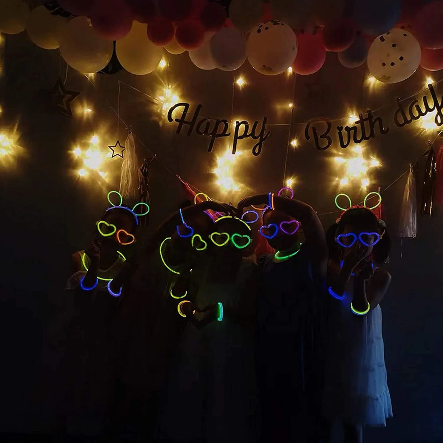 448 Glow Sticks Bulk; 200 Glowsticks 8" Light up in 7 Colors Glow in the Dark Necklaces, Bracelets for Halloween Visible, Movie Night Party Supplies, School Classroom Hangout