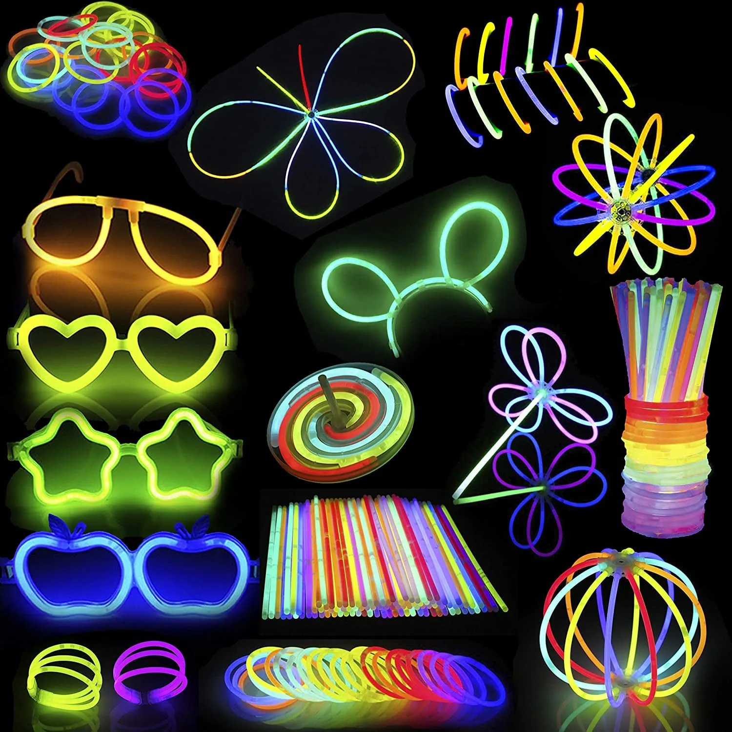 448 Glow Sticks Bulk; 200 Glowsticks 8" Light up in 7 Colors Glow in the Dark Necklaces, Bracelets for Halloween Visible, Movie Night Party Supplies, School Classroom Hangout