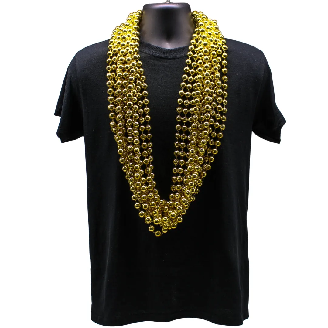48" 14mm Round Metallic Gold Mardi Gras Beads