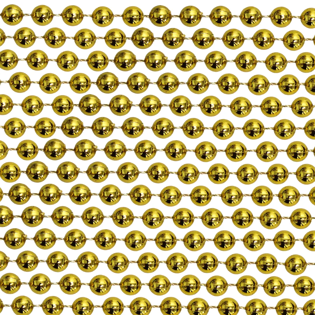 48" 14mm Round Metallic Gold Mardi Gras Beads