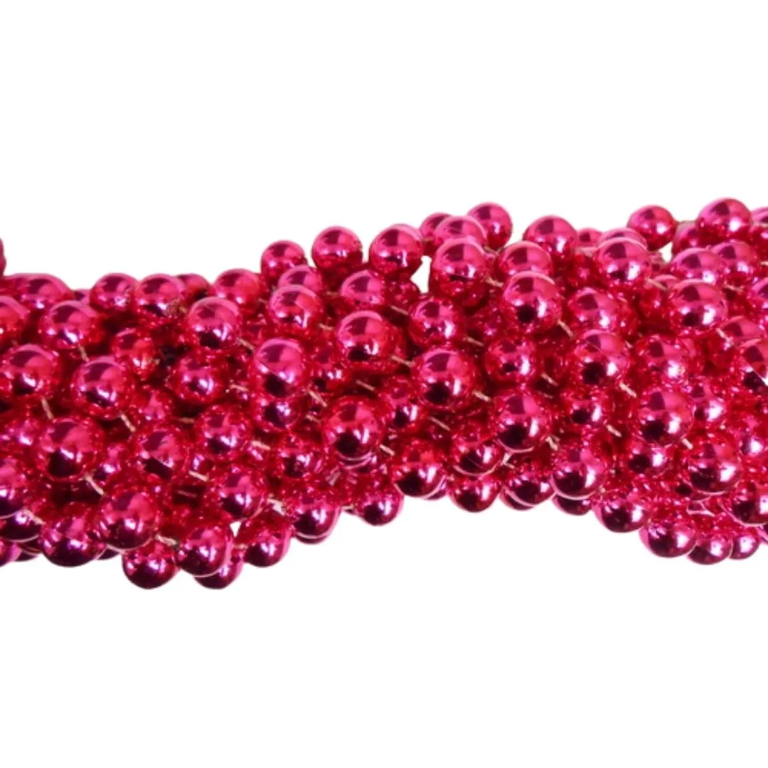 48" 14mm Round Metallic Hot Pink Mardi Gras Beads