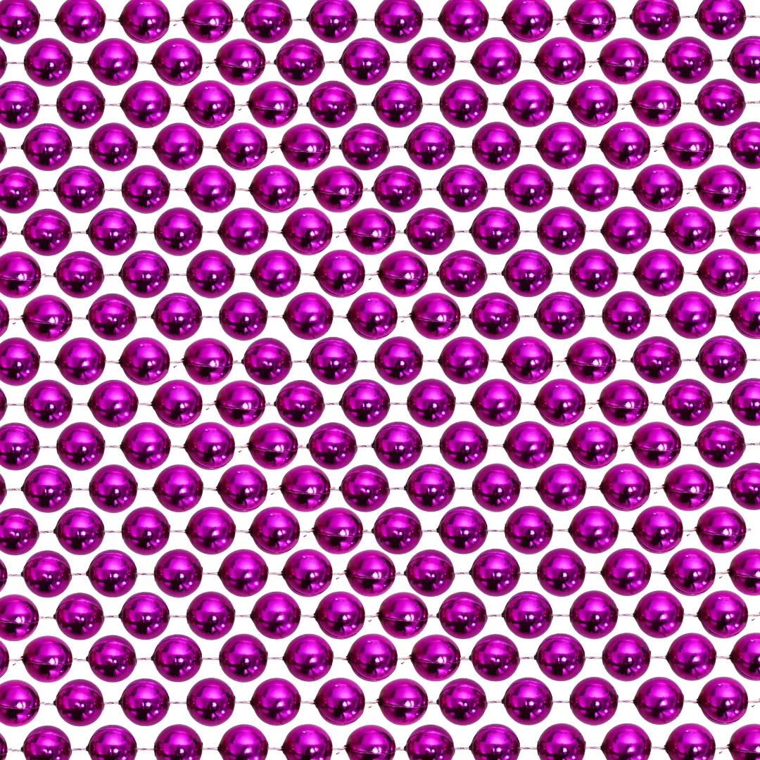 48" 14mm Round Metallic Hot Pink Mardi Gras Beads