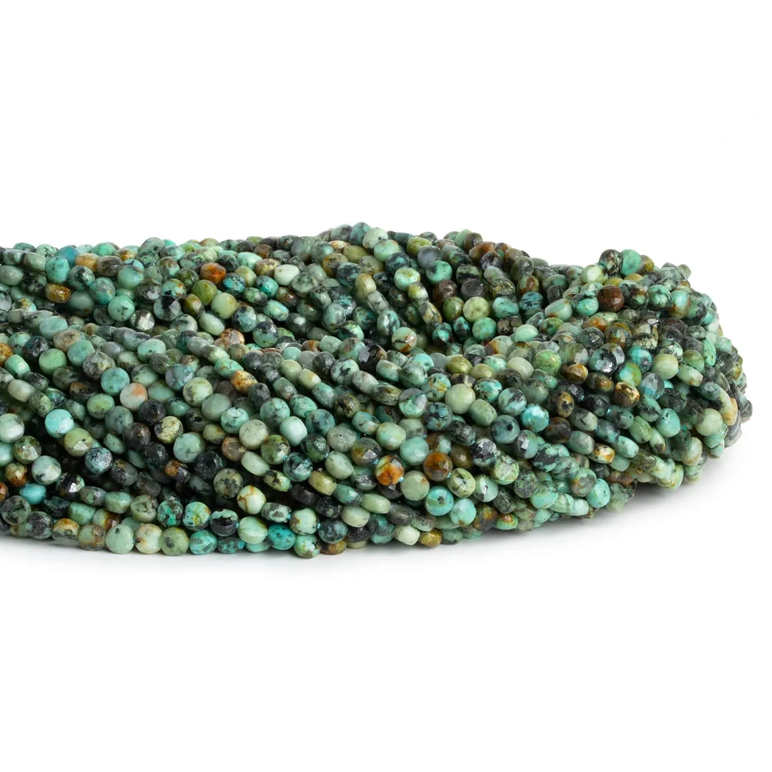 4mm African Turquoise Checkerboard Microfaceted Coins 12 inch 80 pieces