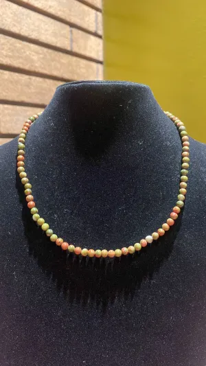 4MM Unakite Bead Stretchy Cord Necklace/Bracelet/Anklet