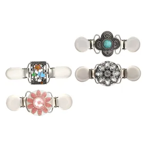 4pcs Retro Cardigan Clips Vintage Flower Shawl Clips for Women Fashionable for Sweaters and Dresses