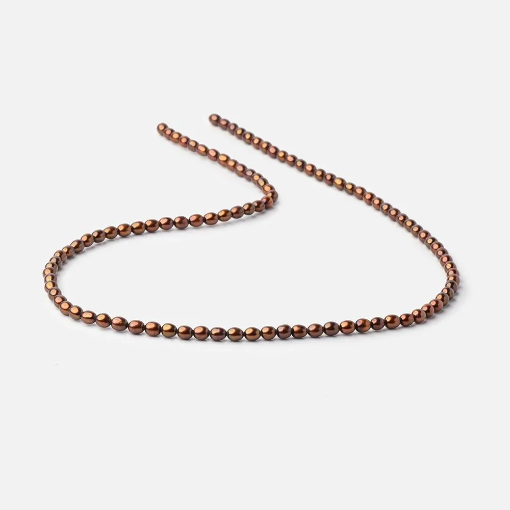 4x3mm Bronze Oval Pearls 15 inch 89 beads