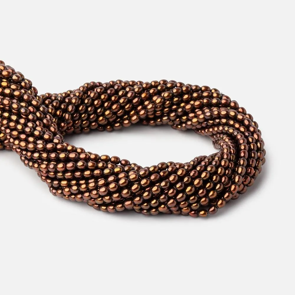 4x3mm Bronze Oval Pearls 15 inch 89 beads