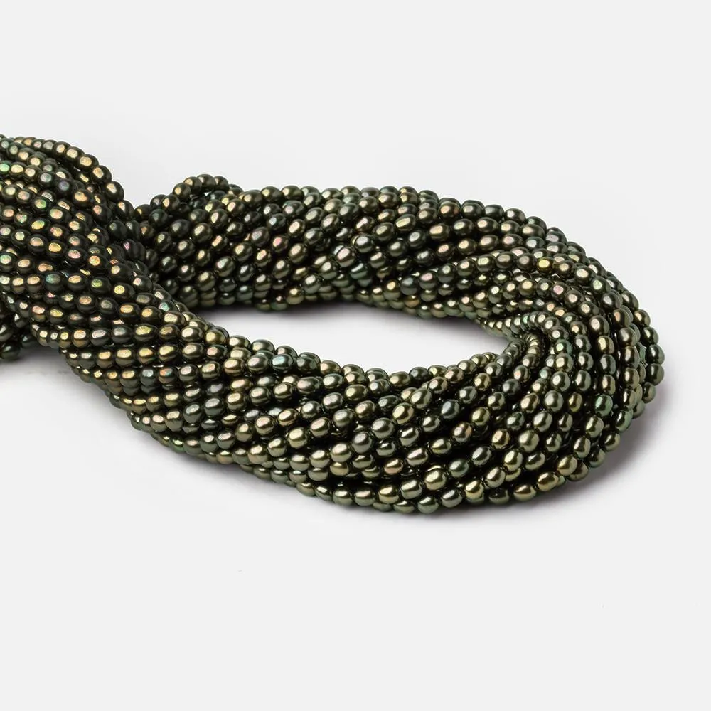 4x3mm Mushroom Green Oval Pearls 15 inch 72 beads