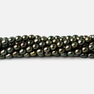 4x3mm Mushroom Green Oval Pearls 15 inch 72 beads
