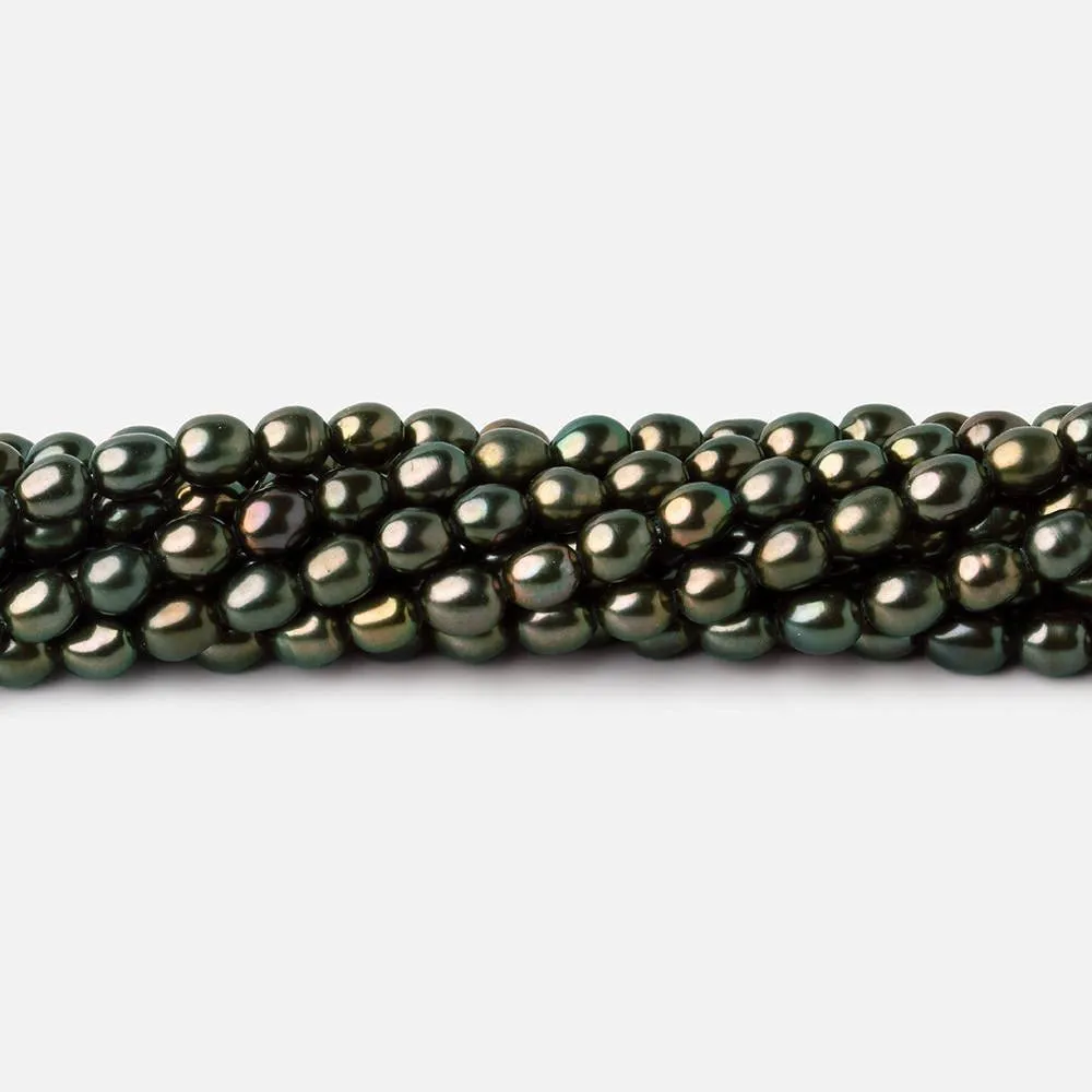 4x3mm Mushroom Green Oval Pearls 15 inch 72 beads
