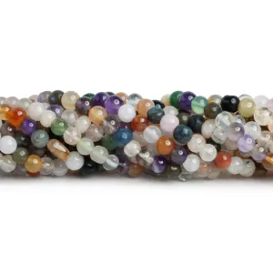5-5.5mm Multi Gemstone Handcut Rounds 12 inch 63 beads