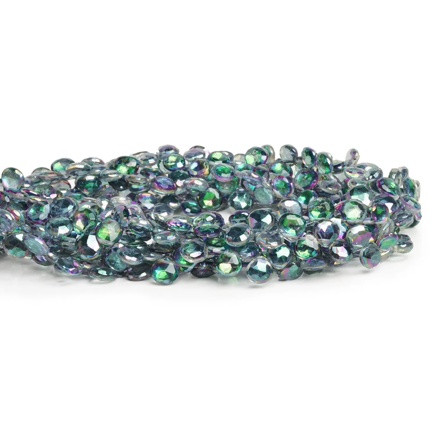 5-6mm Mystic Topaz Faceted Hearts 9 inch 63 beads