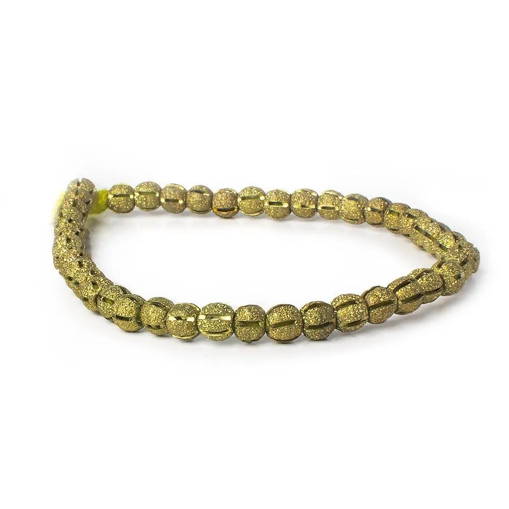 5.5x6mm Brass Textured Round Beads, 8 inch