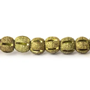 5.5x6mm Brass Textured Round Beads, 8 inch