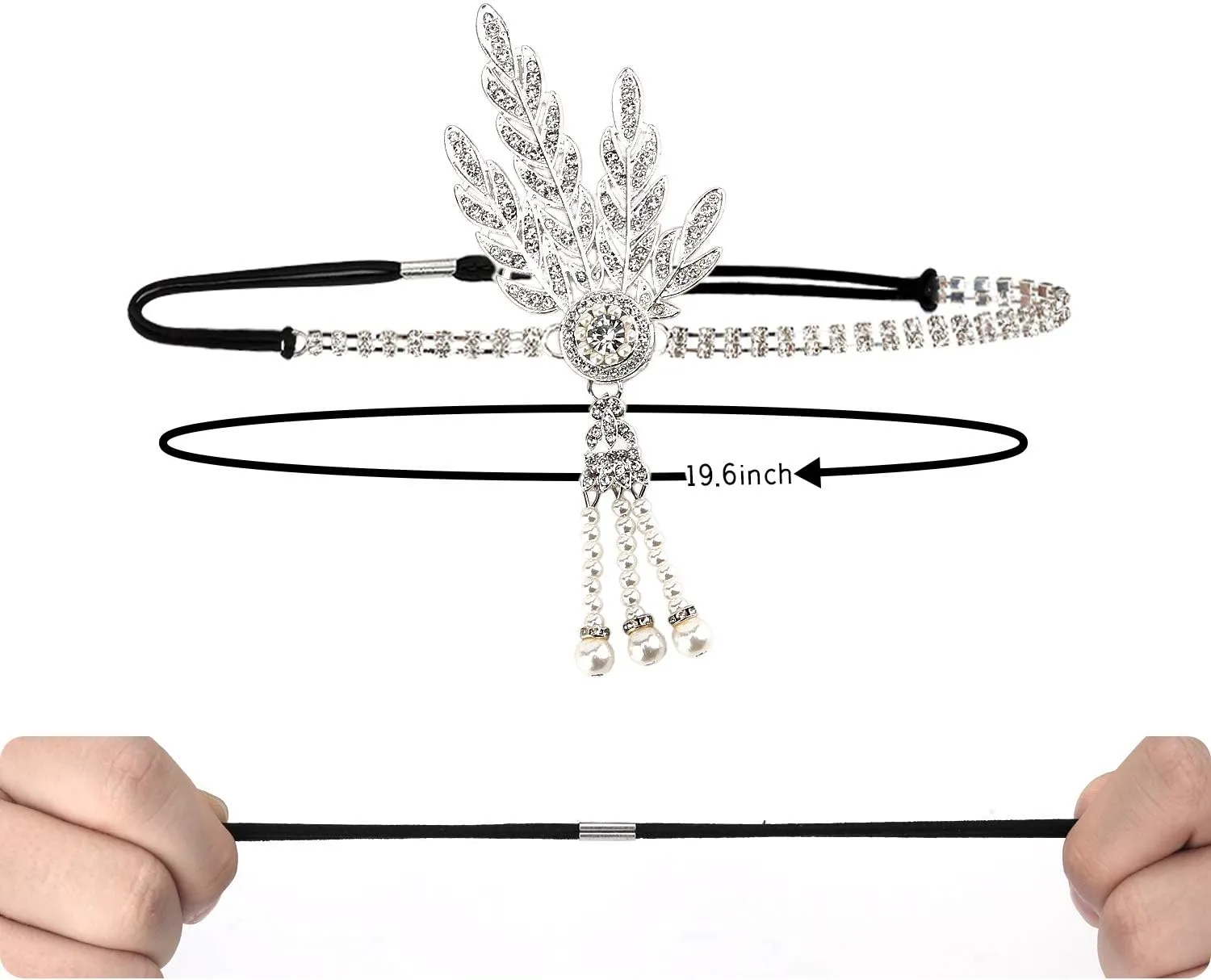 5pcs 1920s Flapper Accessories 20s Gatsby Costume Accessories Set for Women Headband Earrings Pearl Necklace Gloves Holder