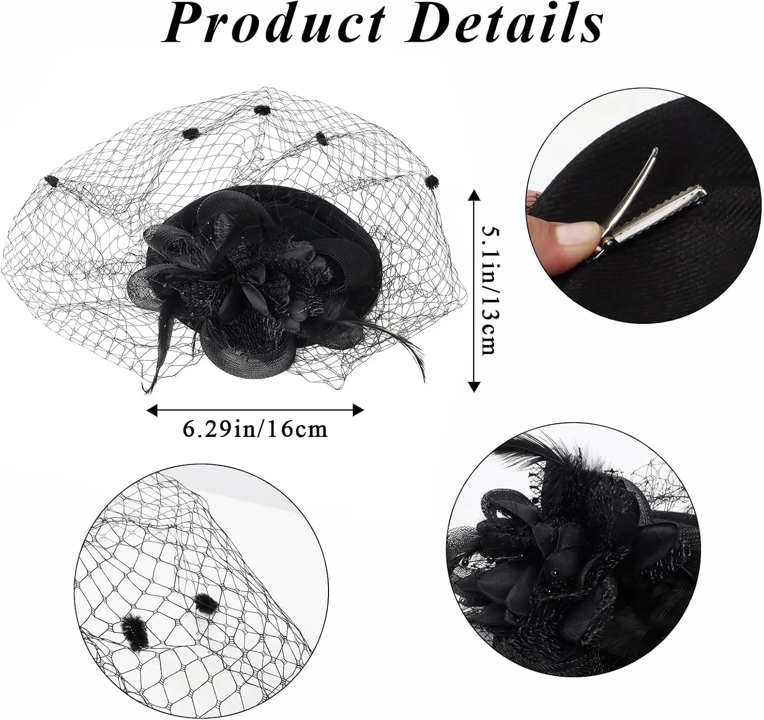 5Pcs Fascinators for Women Tea Party Feathers Fascinator Hat for Women Tea Party Hat Velvet Gloves and Pearl Jewerly Set