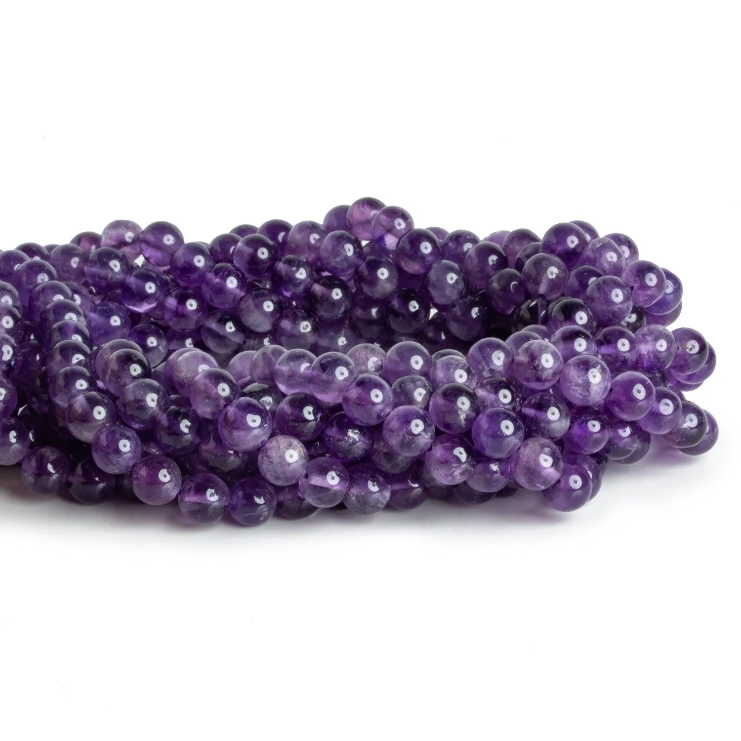 6-7mm Amethyst Handcut Rounds 15 inch 58 beads