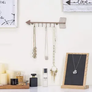 6-Hook, Rose Gold-Tone Arrow-Shaped Necklace Rack, Key Holder