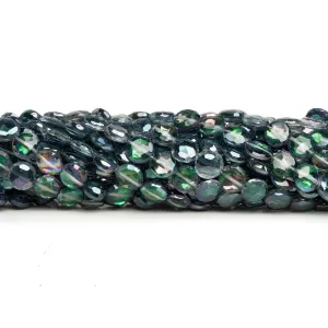 6mm Mystic Grey Topaz Faceted Coins 8 inch 41 beads