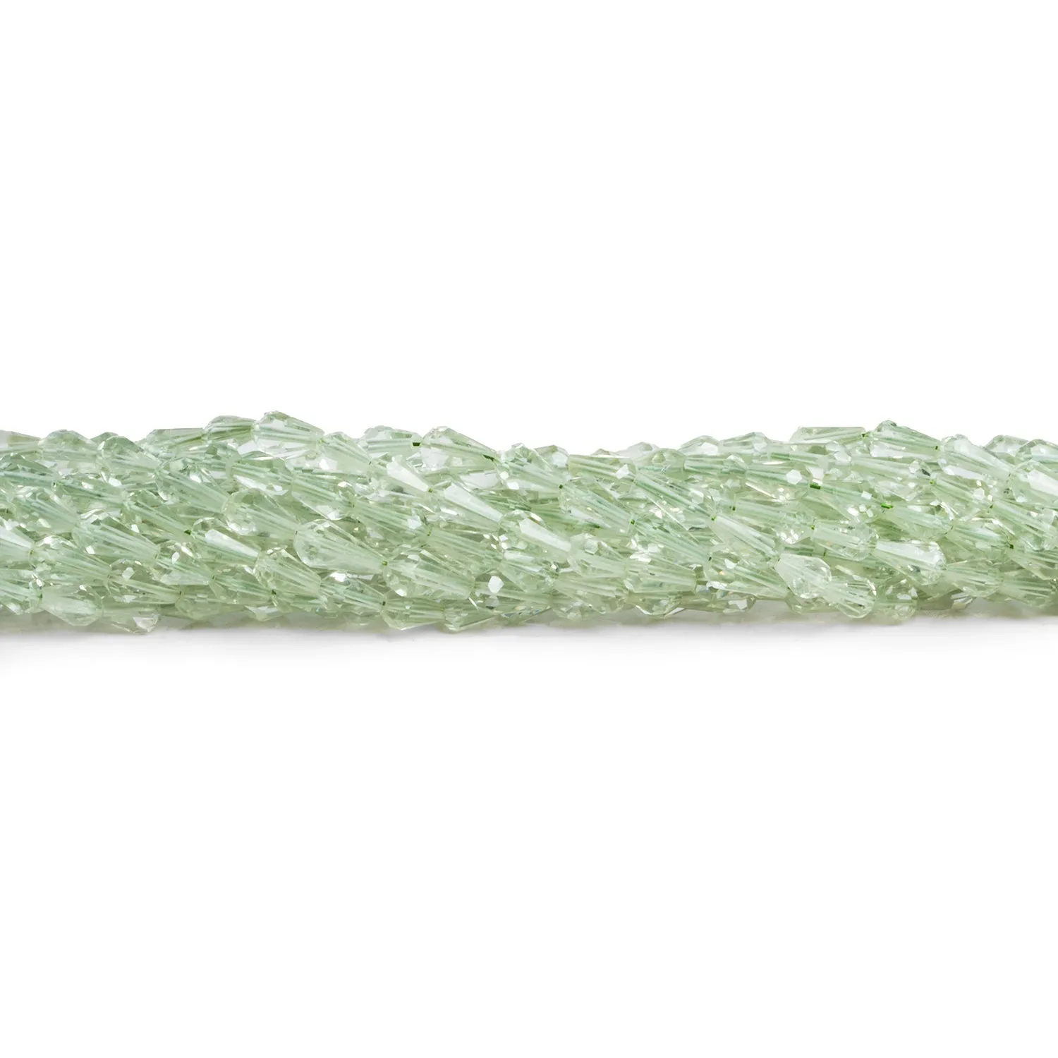 6x4mm Prasiolite Faceted Teardrops 14 inch 60 beads